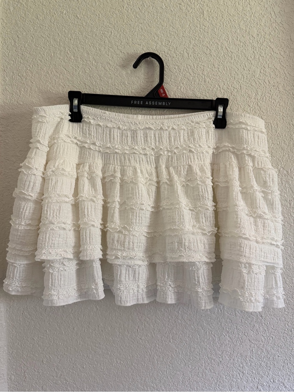 White Ruffled Tiered Skater Skirt with Shorts